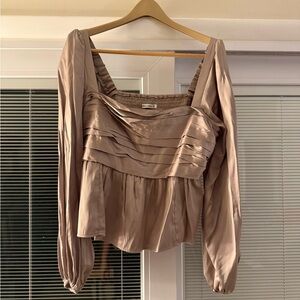 Abercrombie & Fitch Cropped Gold Blouse Top